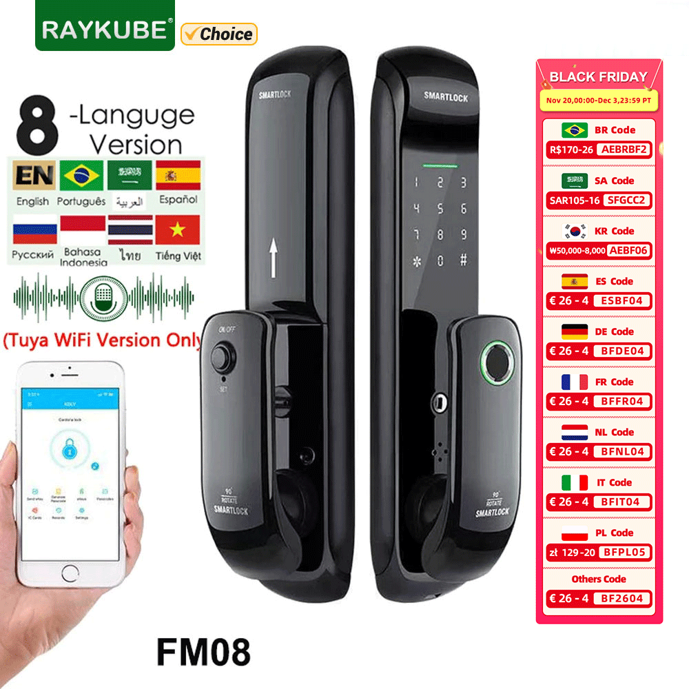 RAYKUBE FM08 Tuya Wifi قفل الب - مراجعة Letter Opener Brass وسعره